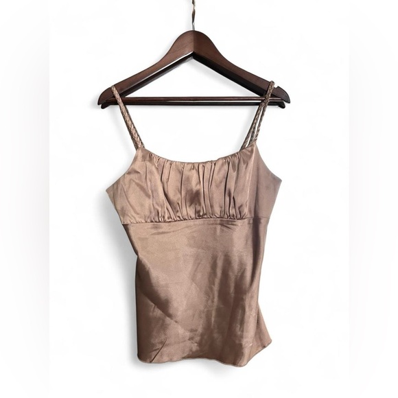 Bwear Tops - Vintage Y2K B.Wear Champagne Satin Babydoll Cami Top w/ Braided Straps Size XL